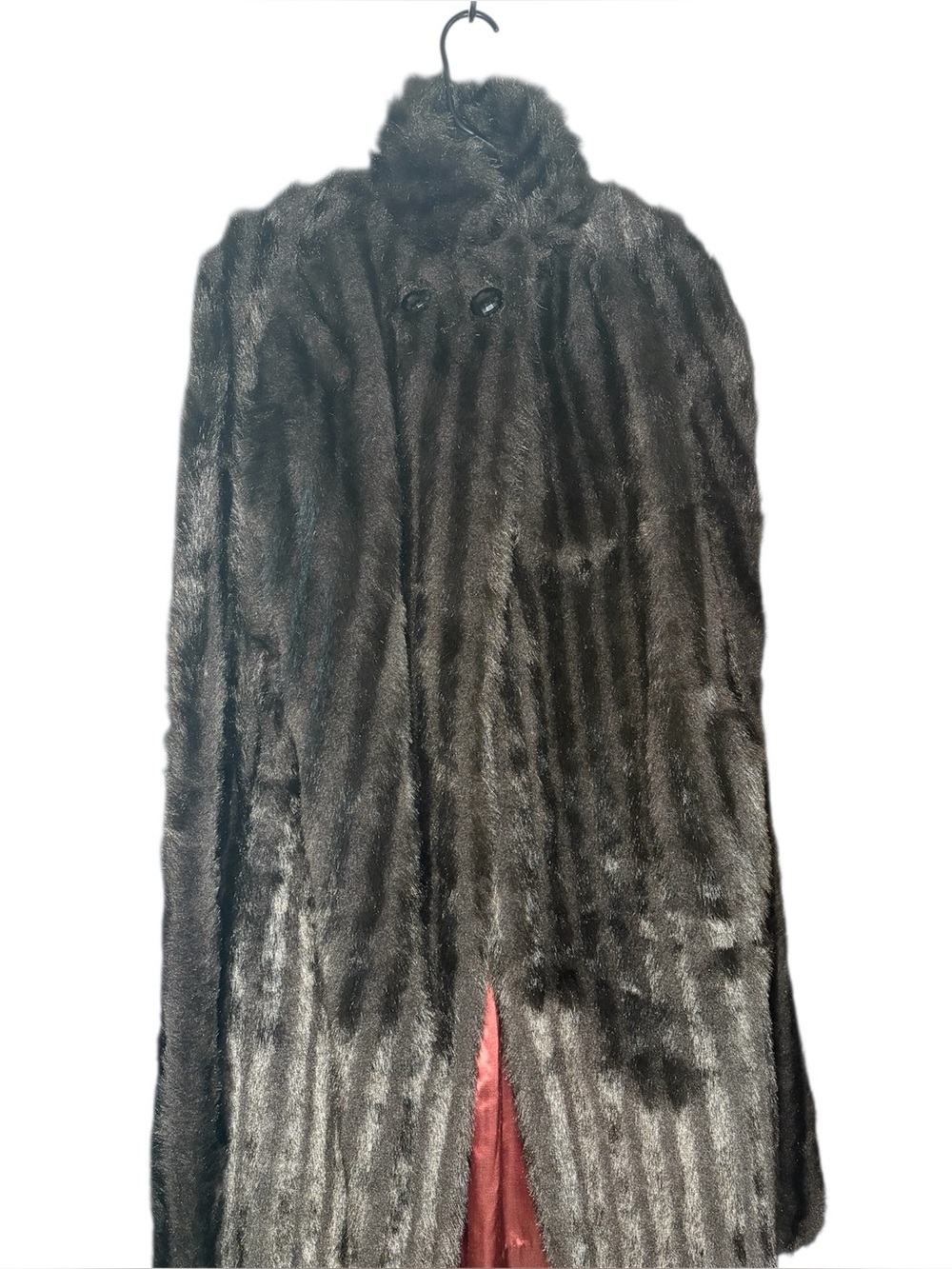 Vintage faux fur dark brown cape